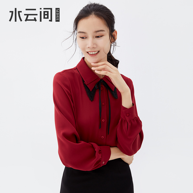 水云间秋季女装衬衫新款通勤优雅雪纺长袖衬衣