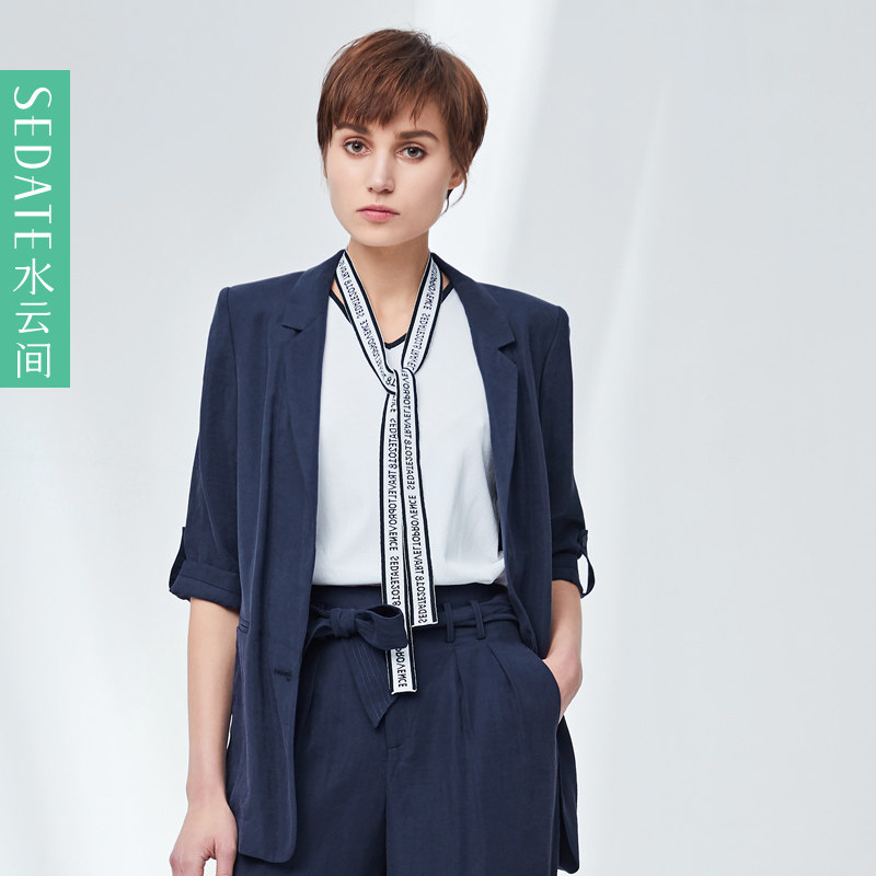 水云间春秋新款职业女小西装五分袖韩版修身外套