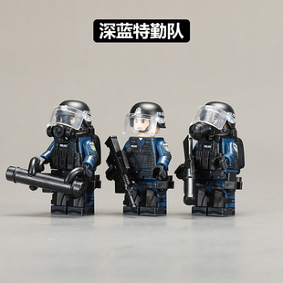 中国积木军事人仔玩具反恐突击队特种兵警察益智拼装兵人模型男生