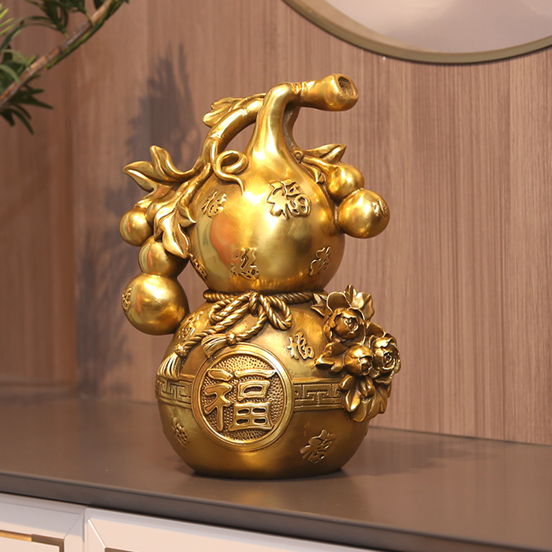 新款纯铜葫芦百福临门摆件装饰品家居客厅玄关办公室公司乔迁开业