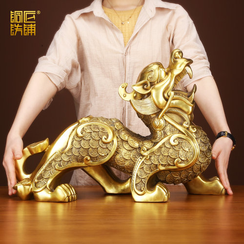 黄铜貔貅摆件一对家居办公室桌面