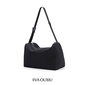 EVAOUXIU黑色包包通勤时尚 几何包中号宽肩带手提斜挎包