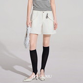 设计感阔腿棉质女士高腰裤 EVAOUXIU牛仔短裤 女2026年春商场同款 子