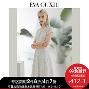 Yihua Ou Xiu 2019 hè mới cho nữ váy ren cổ chữ V thanh lịch, váy liền màu không đều màu - Váy eo cao