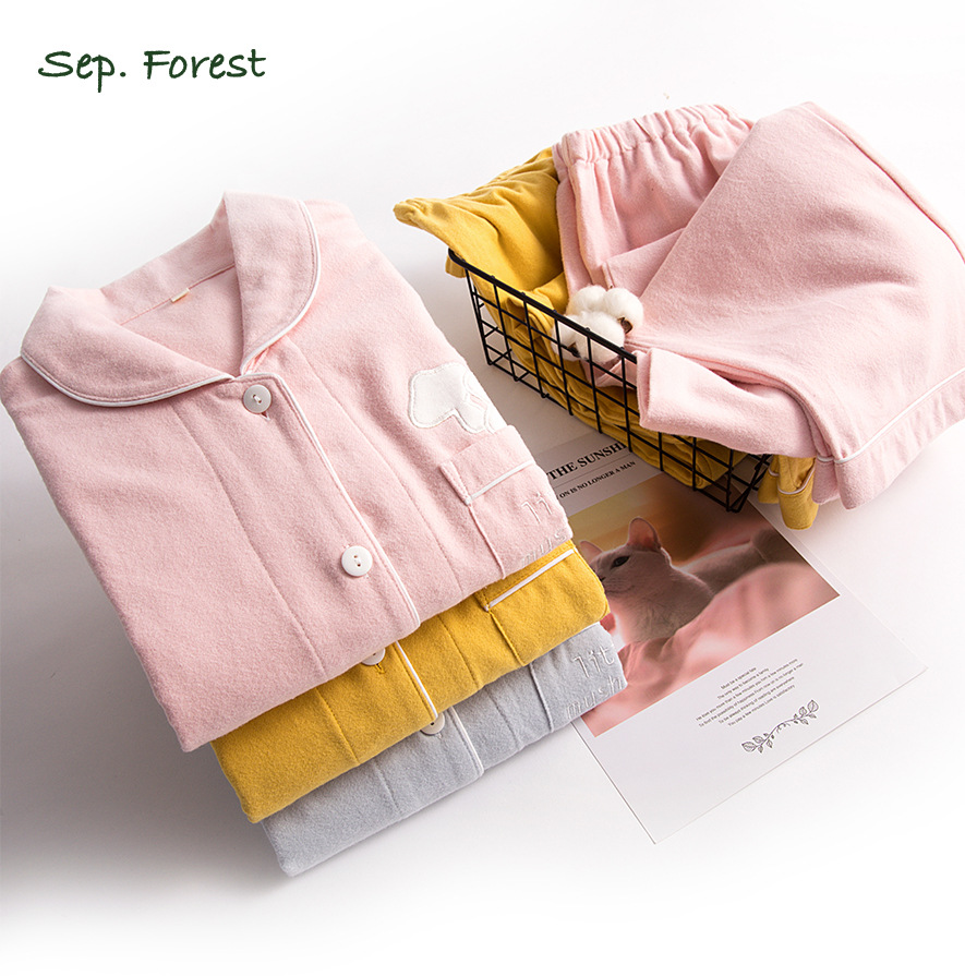 女士纯色磨毛绣花青年家居服新品
