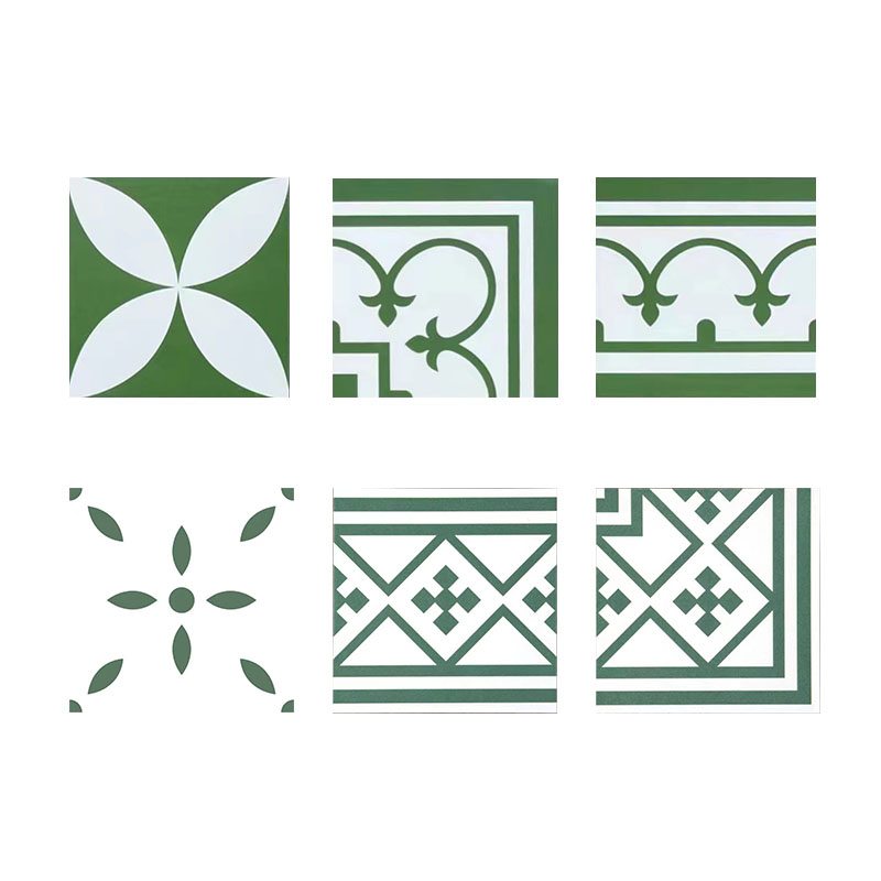 花砖200绿色北欧风厨房卫生间瓷砖网红小花砖阳台墙砖地砖