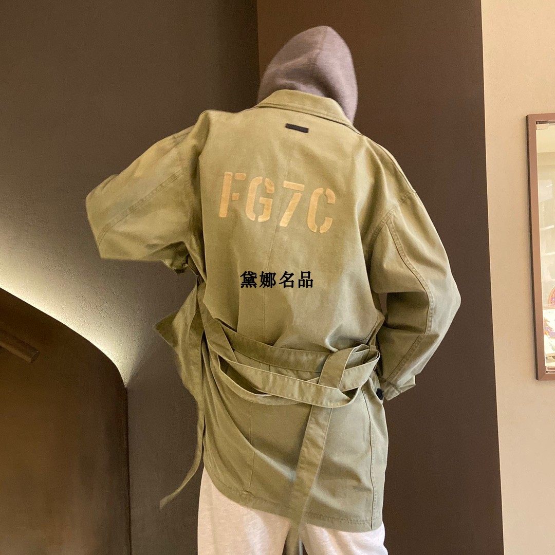正品现货 Fear of God 7th FOG 主线 男士绿色风衣外套FG30014DUK