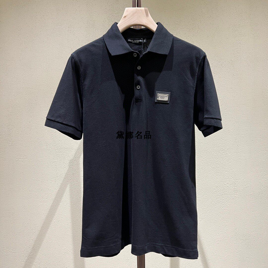 正品现货 DG 24春夏男士纯棉铁牌修身款短袖T恤翻领POLO衫 G8PL4T