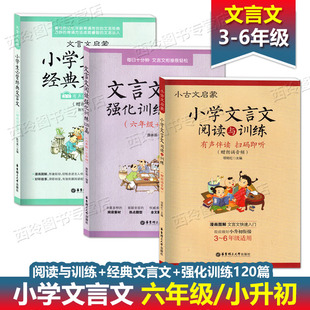 套装3册 小学生必背经典文言文阅读与训练阅读强化训练120篇小学生小古文文言文启蒙 3-6年级小升初小古文文言文背诵手册阅读训练