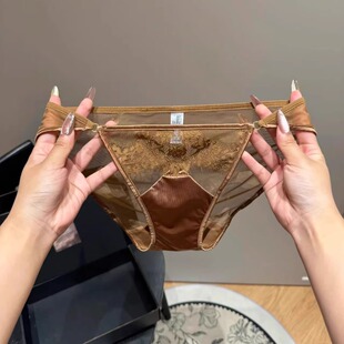 高级地母系！温柔氛围白月光~缎面拼接网纱女士中腰内裤~judoll