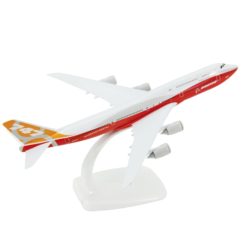 合金飞机模型仿真波音b747-8原机型日出彩绘客机礼品摆件20厘米