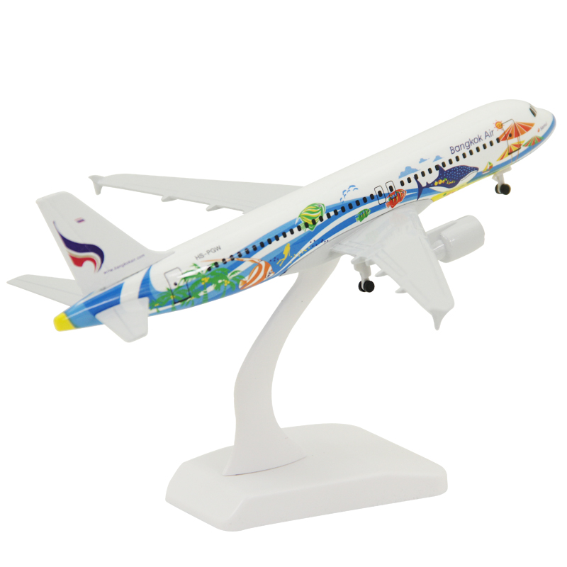 飞机模型空客A320泰国曼谷航空曼谷鱼客机合金礼品摆件带轮20cm