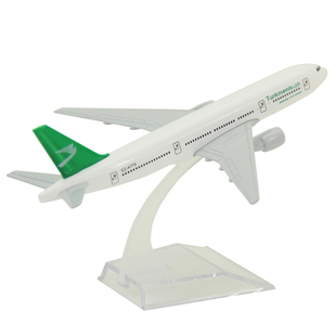 飞机模型波音B777-200土库曼斯坦航空合金客机礼品摆件16厘米