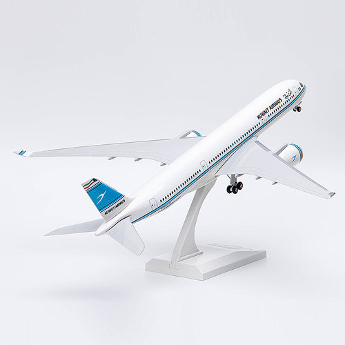 拼装飞机模型 空客A350-900科威特航空客机摆件ABS 带轮子1：200