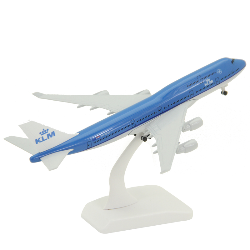 实心合金飞机模型波音B747-400荷兰皇家航空带起落架客机摆件19cm