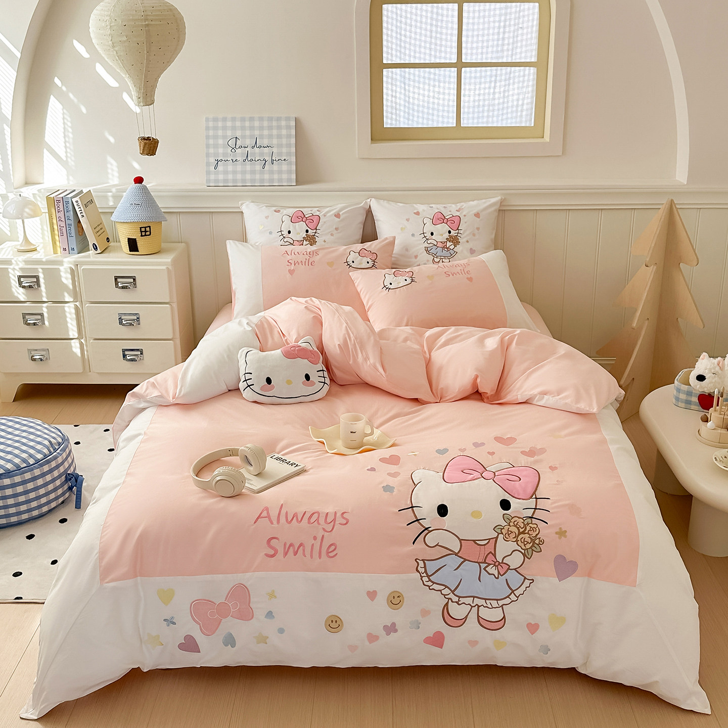 hellokitty纯棉四件套100全棉贴布绣被套罩床单笠儿童床品三件套4