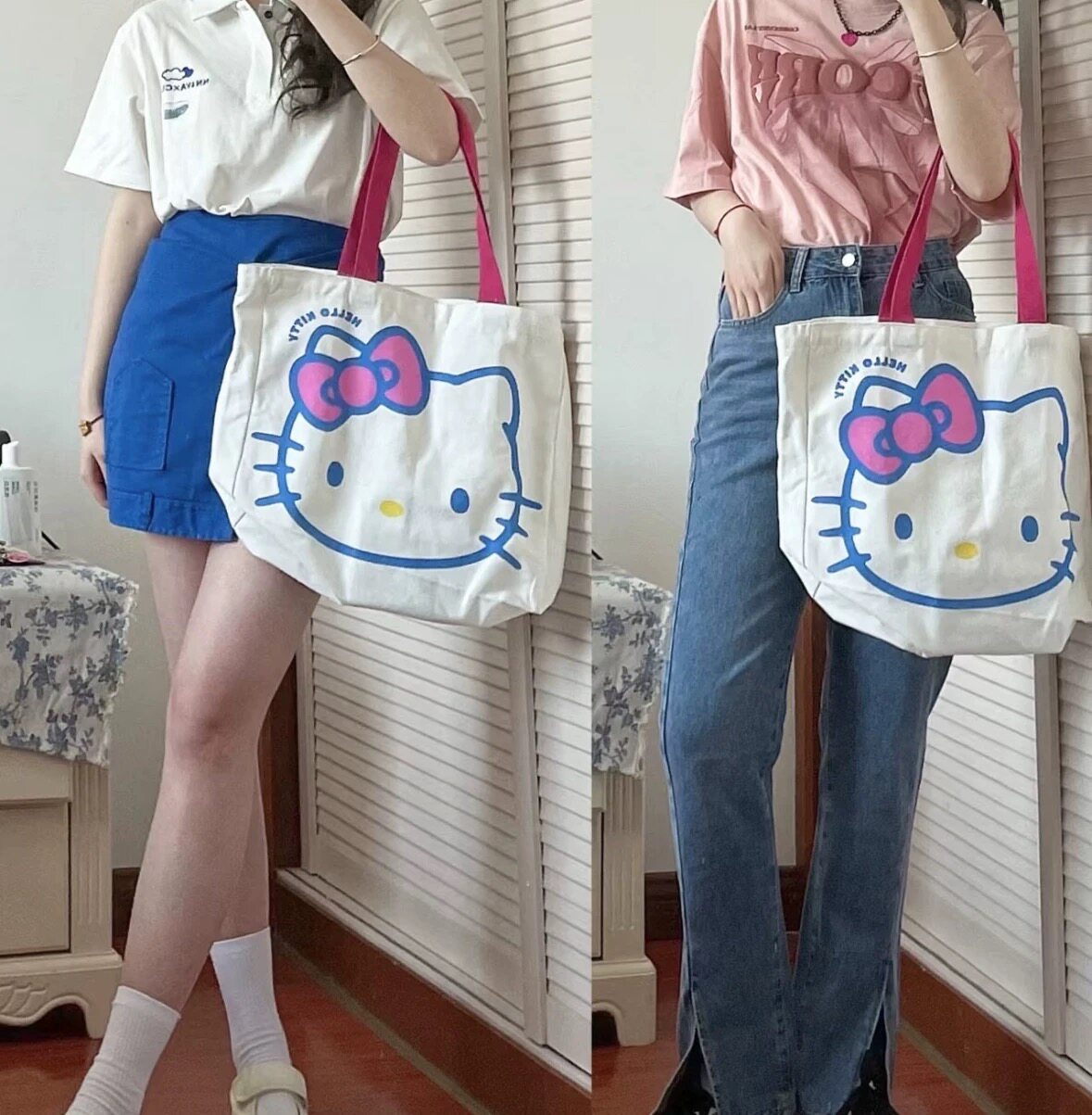 全家联名Hollekitty周边樱花笔记本手帐本单肩帆布包kitty帆布袋