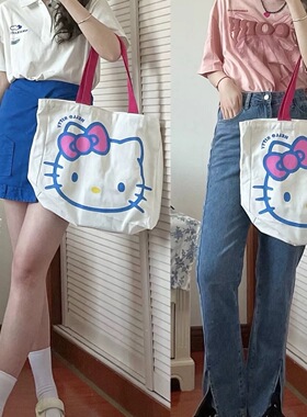 全家联名Hollekitty周边樱花笔记本手帐本单肩帆布包kitty帆布袋