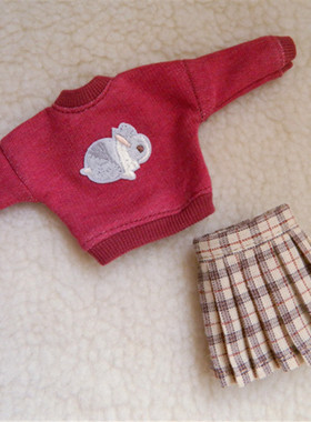 blytheob24娃衣小布卫衣 百褶裙套装 时尚森女