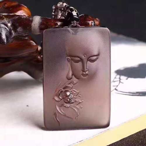 黑曜石吊坠冰种项链彩虹眼方牌