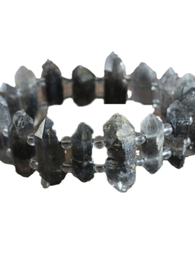 天然黑幽灵双尖晶柱手链赫尔基蒙