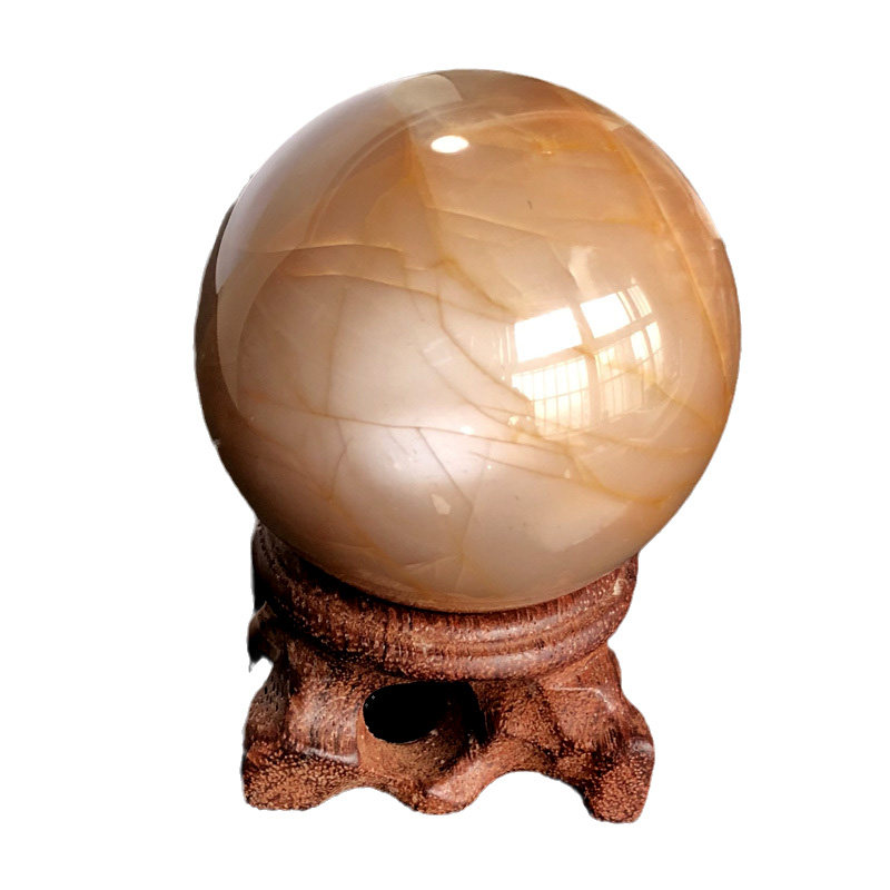 水玉冰魄天然橙月光石球摆件 月光石把玩 月长石手把件 家居摆饰