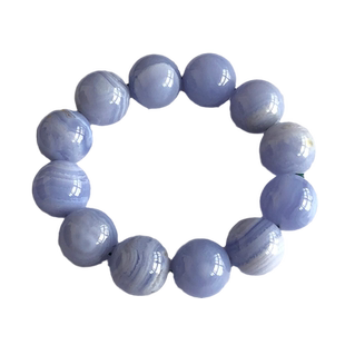 水玉冰魄天然蓝玉髓手链 蓝纹玛瑙手串大号中号紫玛瑙男女生实物