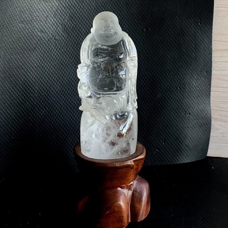 天然白水晶雕刻佛像摆件