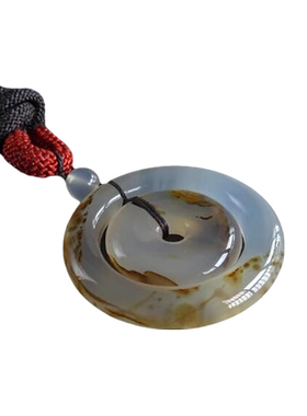 天然玛瑙平安扣毛衣链玉髓吊坠