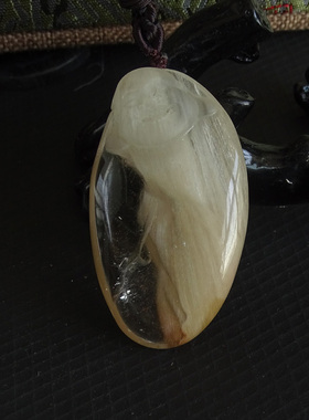 天然发晶吊坠雕刻佛公项链白兔毛