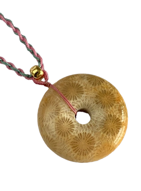 天然珊瑚玉平安扣菊花石