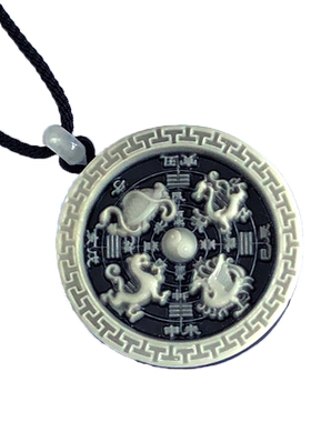 天然太极玉四神兽吊坠毛衣链
