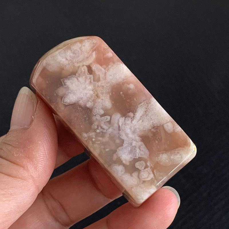 水玉冰魄天然樱花玛瑙印章原石闲章方章私人姓名包刻字实物礼品