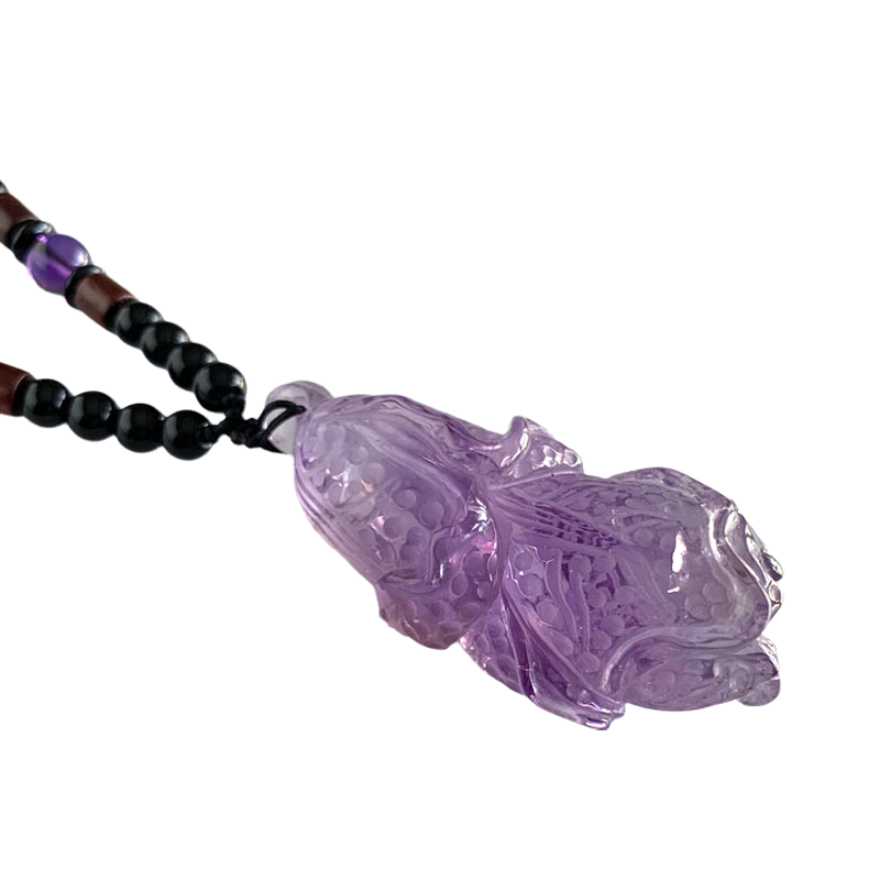 天然紫水晶雕刻大白菜吊坠