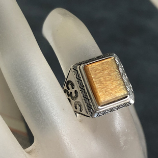 水玉冰魄天然太阳石戒指 镶嵌指环 日光石食指中指大戒面银925镶