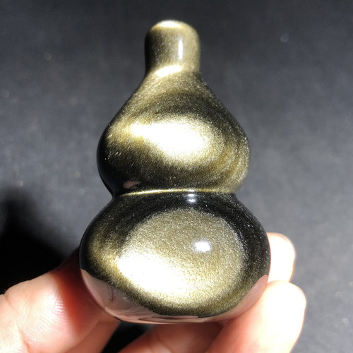 水玉冰魄天然金曜石葫芦摆件