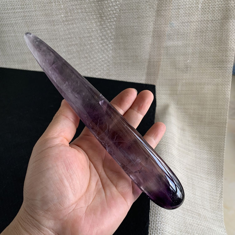 水玉冰魄天然紫水晶按摩棒穴位棒大号长条形头脸面部淋巴实物