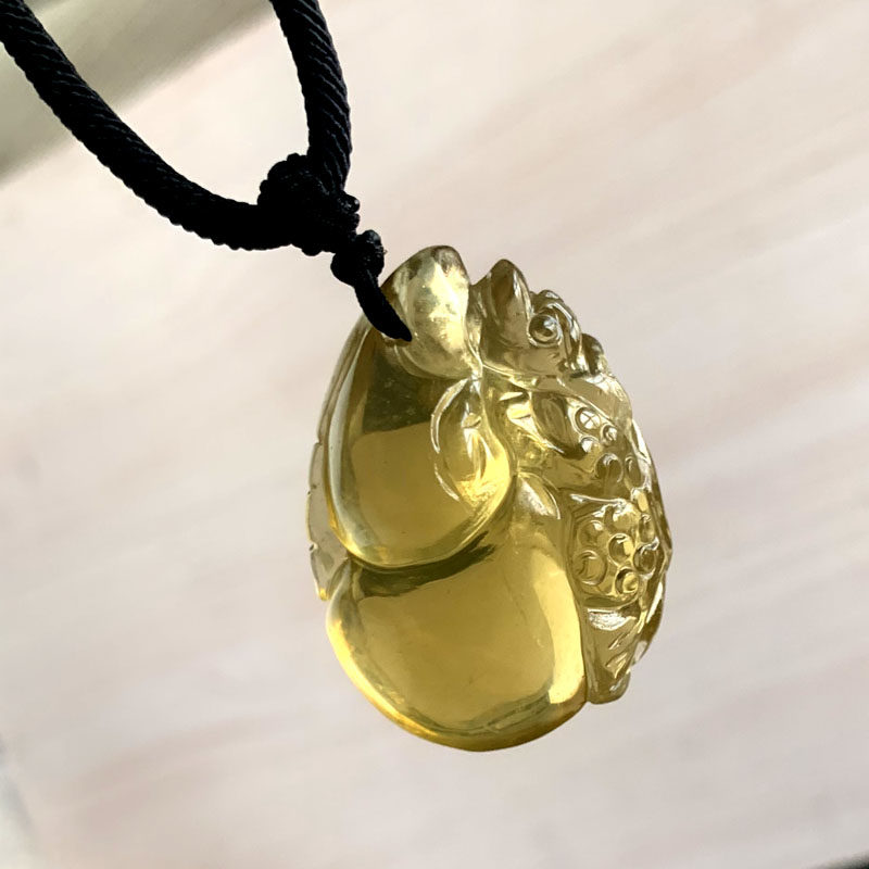 天然黄水晶貔貅葫芦吊坠实物福录