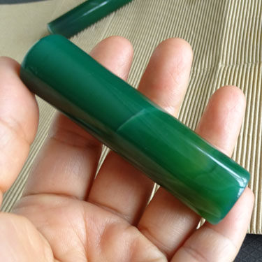 天然绿玛瑙印章石原石圆章料姓名藏书闲章私章姓名定制刻字