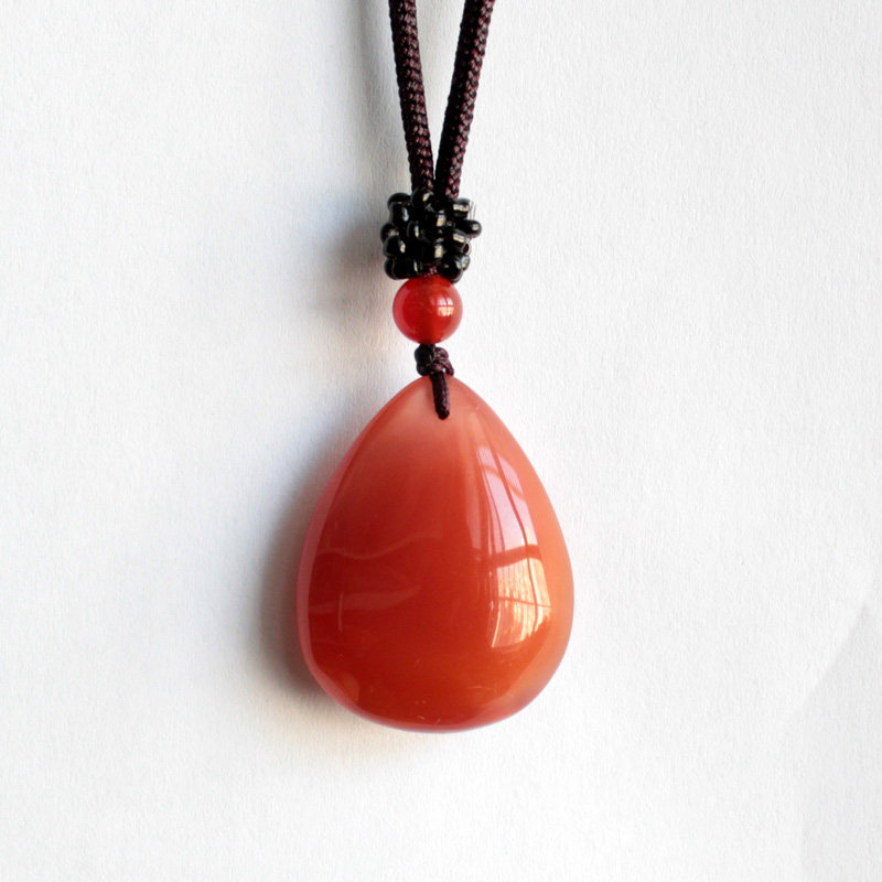 水玉冰魄天然南红玛瑙水滴形吊坠 玛瑙项坠 毛衣链鲜红配链子实物