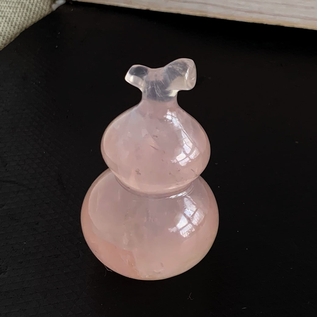 天然粉水晶葫芦摆件家居实物福录