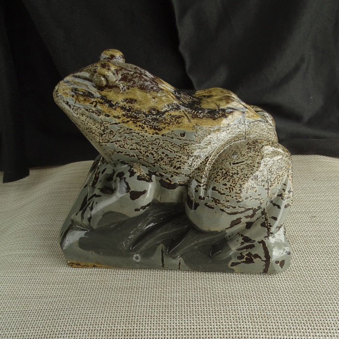 水玉冰魄天然草花石大号青蛙王子摆件 手工雕刻蟾蜍类 形态逼真