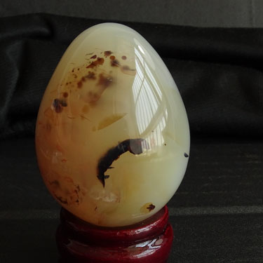 水玉冰魄天然水草玛瑙鸡蛋手把件 大号鸡蛋摆件海洋玉髓把玩 条纹