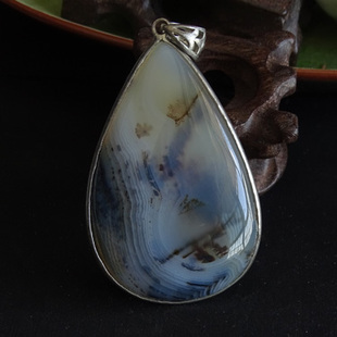水玉冰魄 天然海洋玉髓吊坠水草玛瑙毛衣链 花草玛瑙 润透项链
