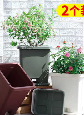 阳台种菜盆大花盆塑料种植箱绿植盆栽懒人自吸水盆种蔬菜瓜果树盆