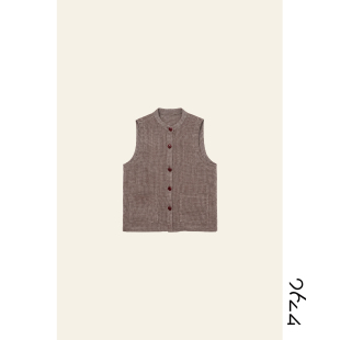 【断藤·亚麻旧织】法国100亚麻编织色织庞贝红女装马甲62LS1142