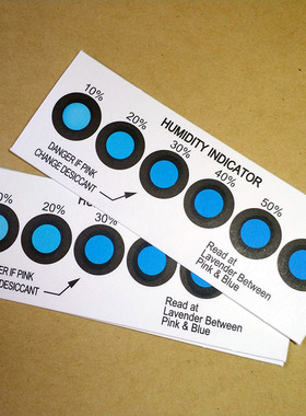 6点蓝色湿度卡10%-60% PCB电子包装湿度卡蓝变粉变色无二氯化钴