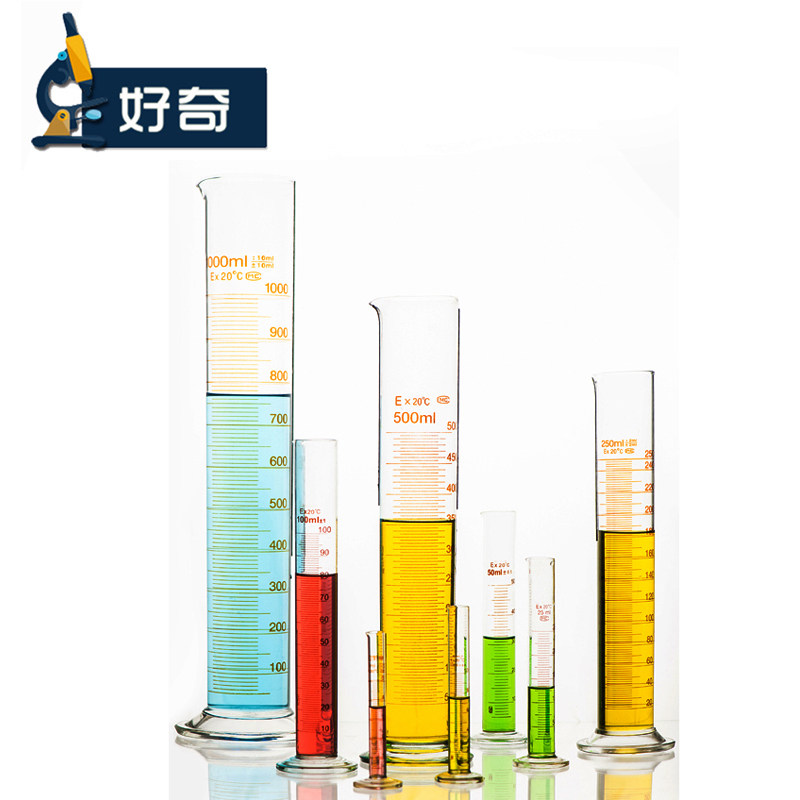 玻璃量筒 全套8规格直型带刻度量筒透明清晰耐高温化学实验室用量捅