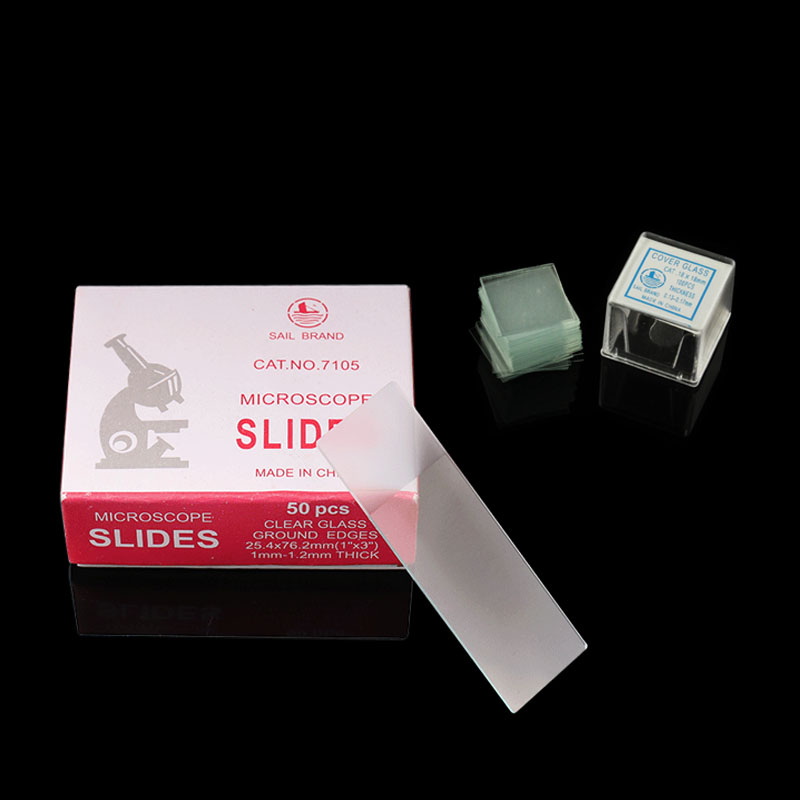 生物载玻片 玻片 显微镜玻璃盖磨砂面盖玻片50片一盒初高中生物标