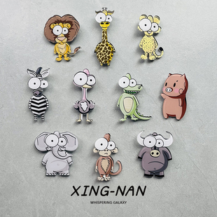 卡通动物狮子鸵鸟胸针可爱动物胸章徽章别针衣服包包配饰生日礼物